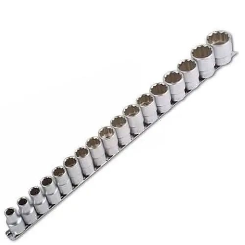 17-Piece Chrome Vanadium 3/8" Drive Metric Socket Set (8–24Mm) With Wall-Mount Rail 1
