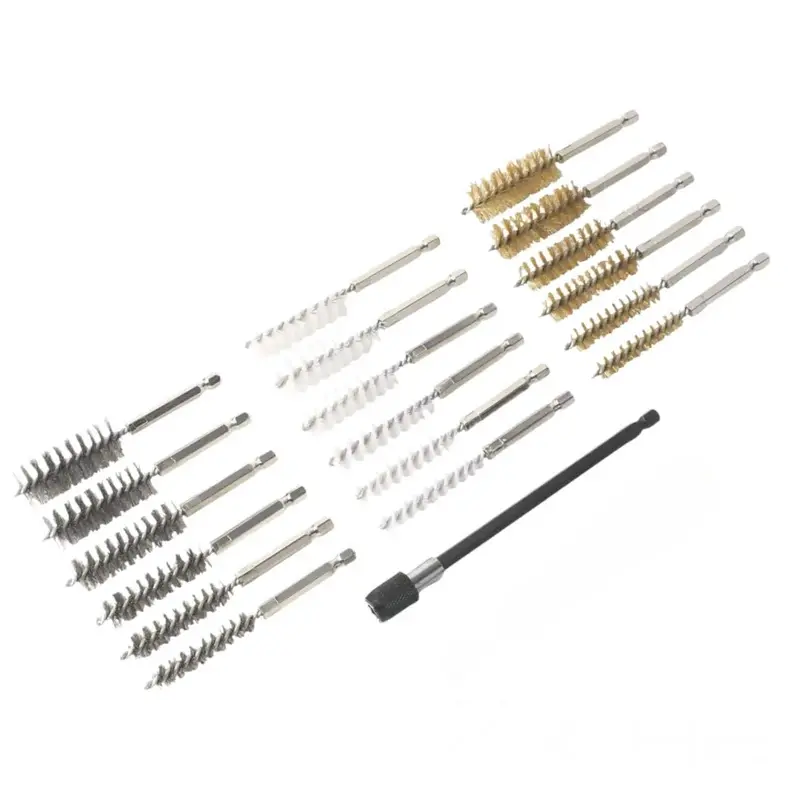 19-Piece Multi-Material Wire Brush Set — Steel, Brass & Nylon Hex Brushes For Rust, Wheels & Detailing 1