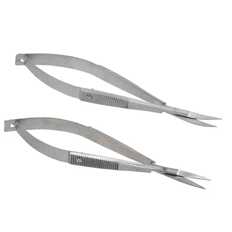 2-Piece Stainless Steel Micro Scissors Set – Spring-Loaded Straight & Curved Fine-Tip Tools For Detailed Craft And Repair Work 1