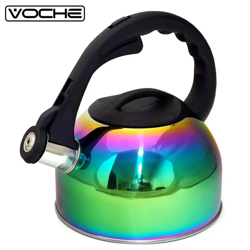 2L Iridescent Rainbow Whistling Kettle – Stainless Steel Stovetop Design With Color-Shifting Finish 1