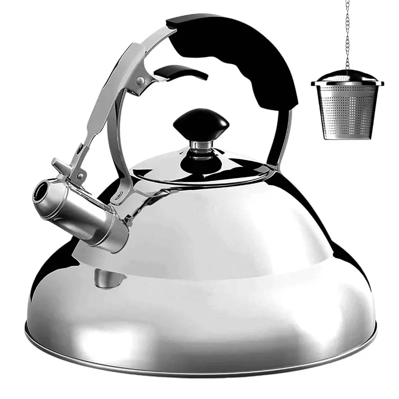 3-Litre Stainless Steel Whistling Kettle For Gas, Induction & Electric Cooktops With Built-In Tea Strainer 1