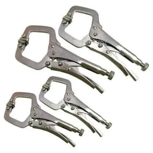 4-Piece Mini Adjustable C-Clamp Set (4" & 6") – Locking Mole Grip Style 1