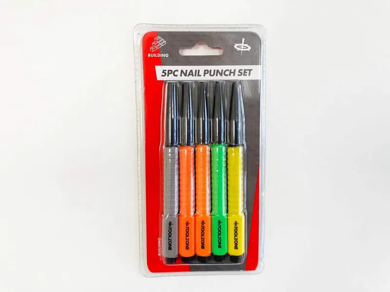 5-Piece Heat-Treated Nail Punch Set With Color-Coded Soft-Grip Handles 1