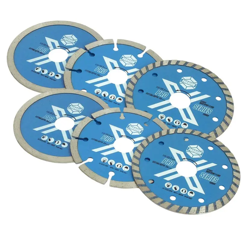 6-Pack Diamond Cutting Discs For 115Mm Angle Grinders – 22.2Mm Arbor, Masonry Grade 1