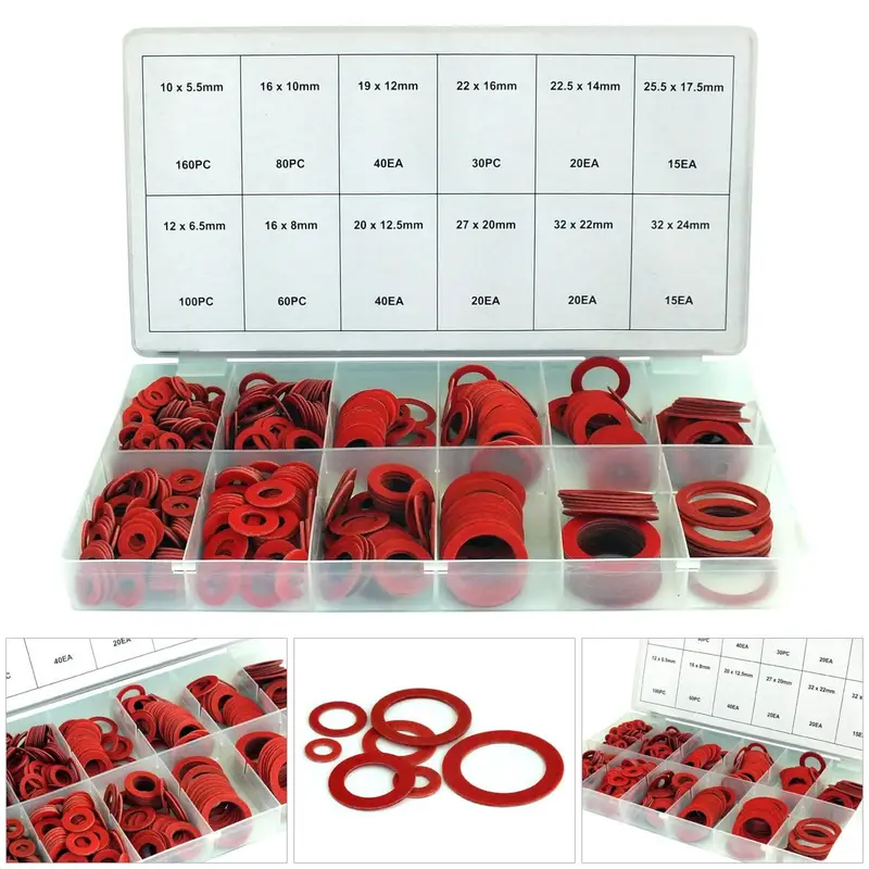 600-Piece Fibre Washer Assortment – Sump Plug Gaskets & Plumbing Seals In Storage Case 1