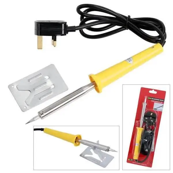 60W Electric Soldering Iron With Needle Tip, Stand, And Mains Power 1