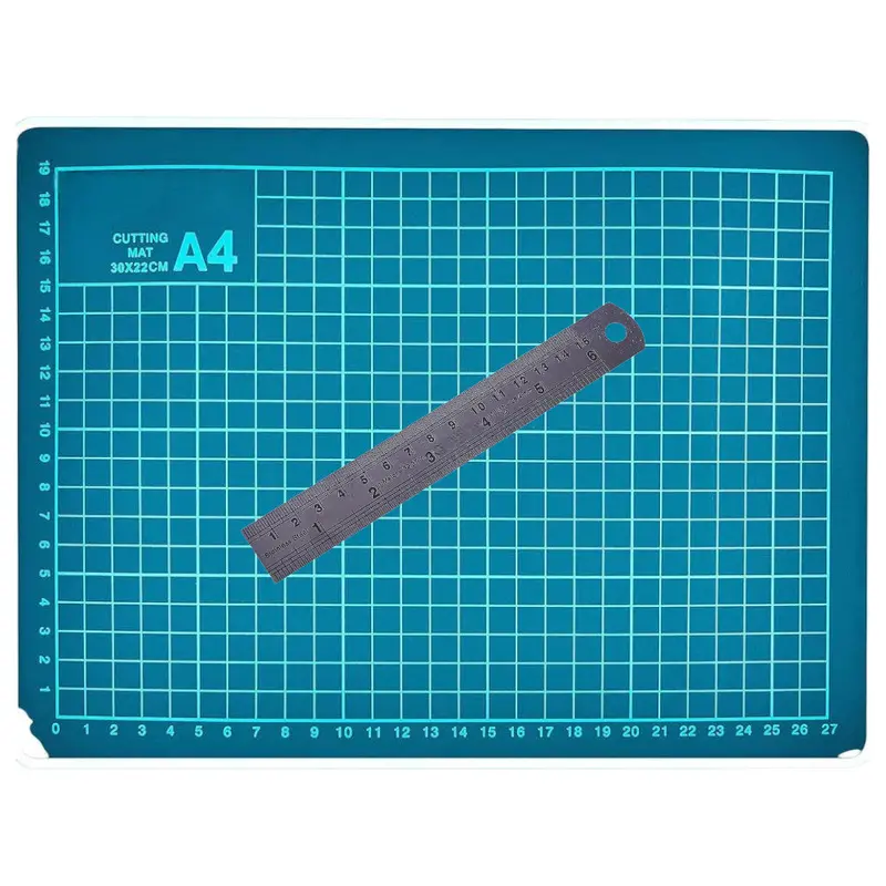 A4 Self-Healing Non-Slip Cutting Mat With Printed Grid + 150Mm Steel Ruler 1