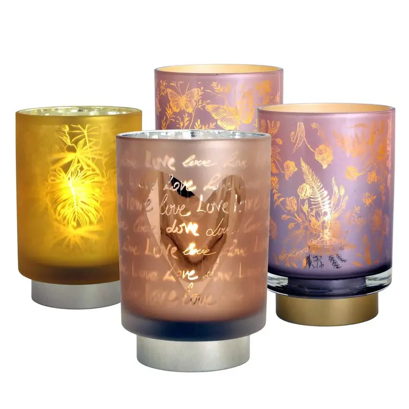 Battery-Powered Led Table Lamp – Hand-Blown Glass Design With Floral, Botanical, Or Romantic Motifs 1