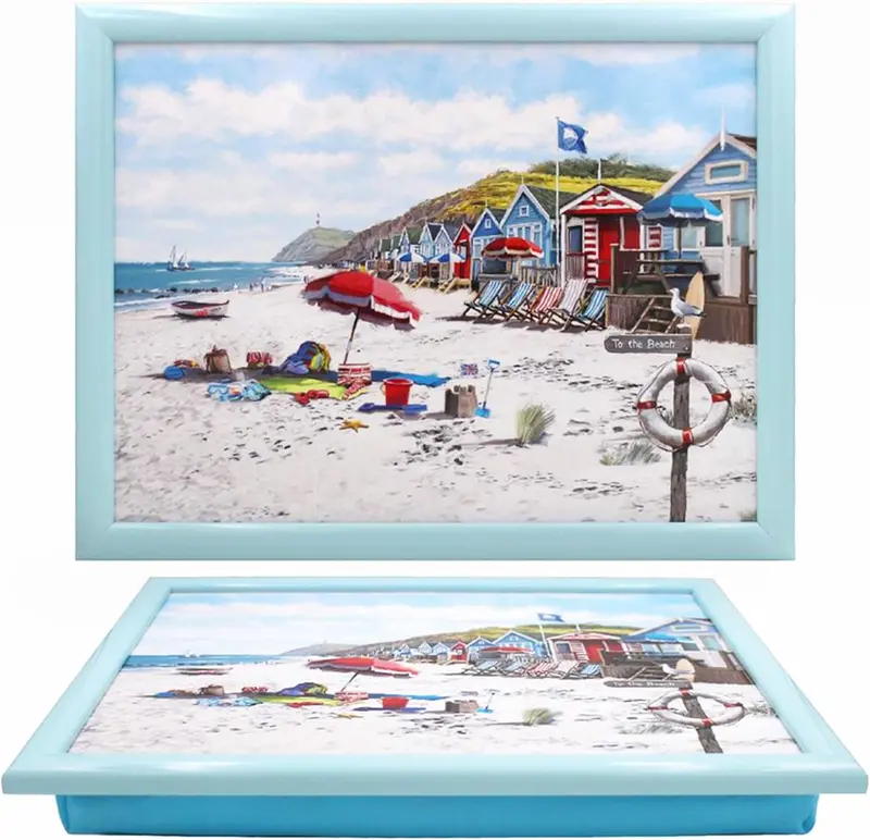 Beach Scene Lap Tray — Relaxing Laptop Stand With Comfortable Beanbag Base 1
