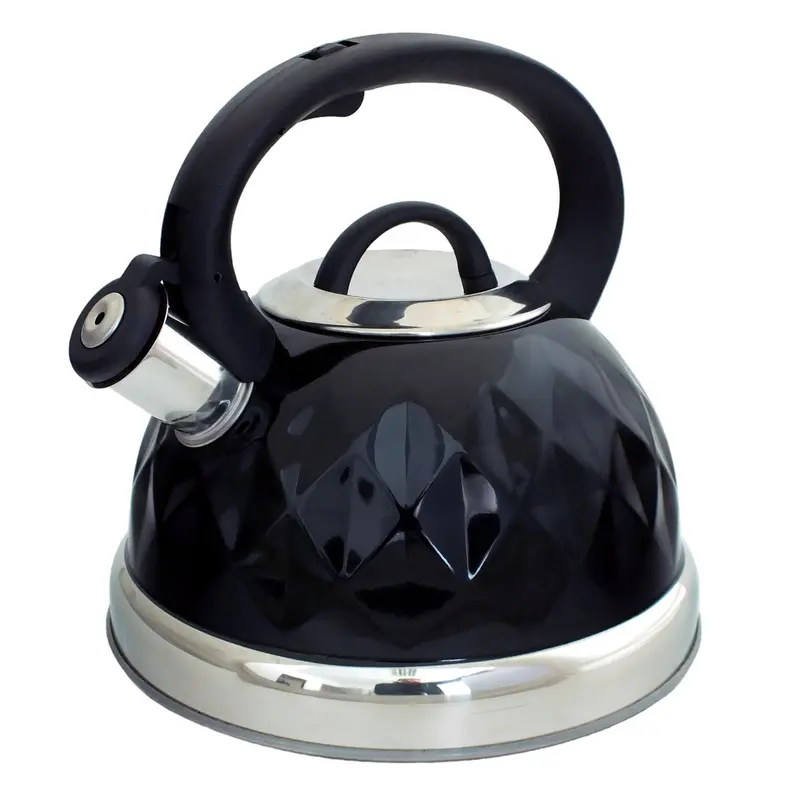 Black Stainless Steel Whistling Kettle – Diamond-Textured Stovetop Kettle For All Hobs 1