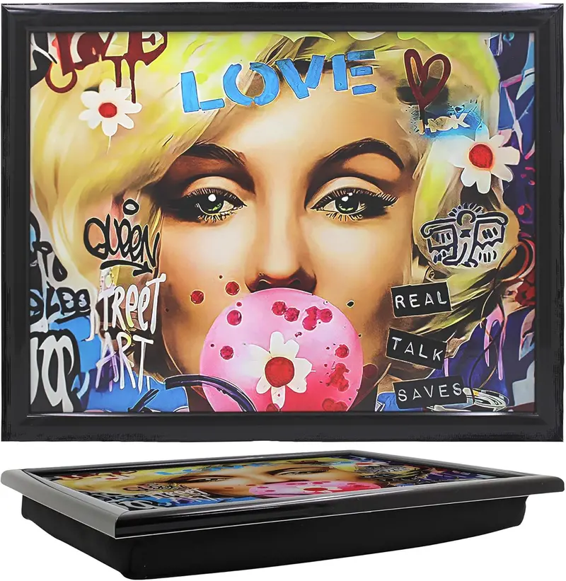 Blonde Bombshell Urban Art Lap Tray — Padded Laptop Tray With Comfortable Beanbag Base 1