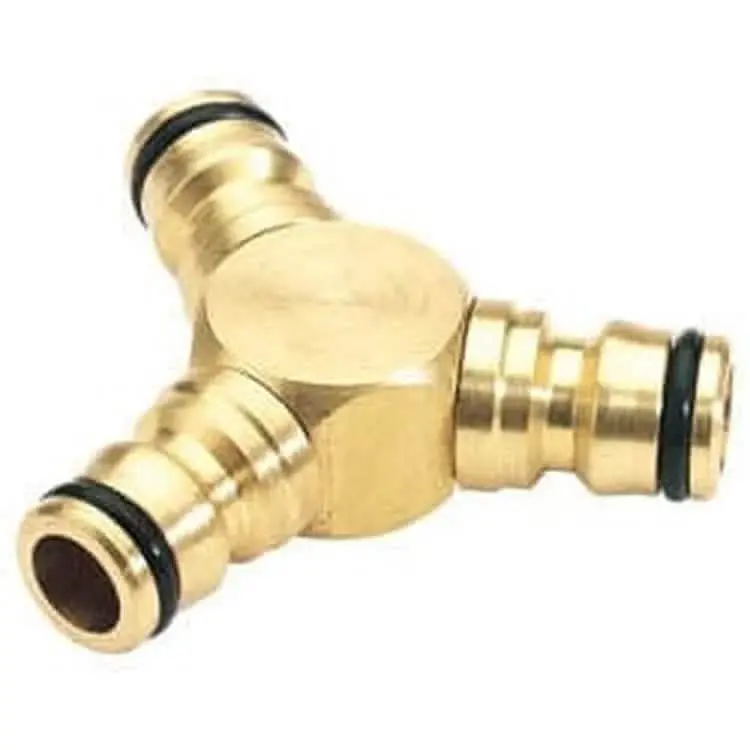 Brass Three-Way Garden Hose Splitter Connector For Multi-Zone Watering 1
