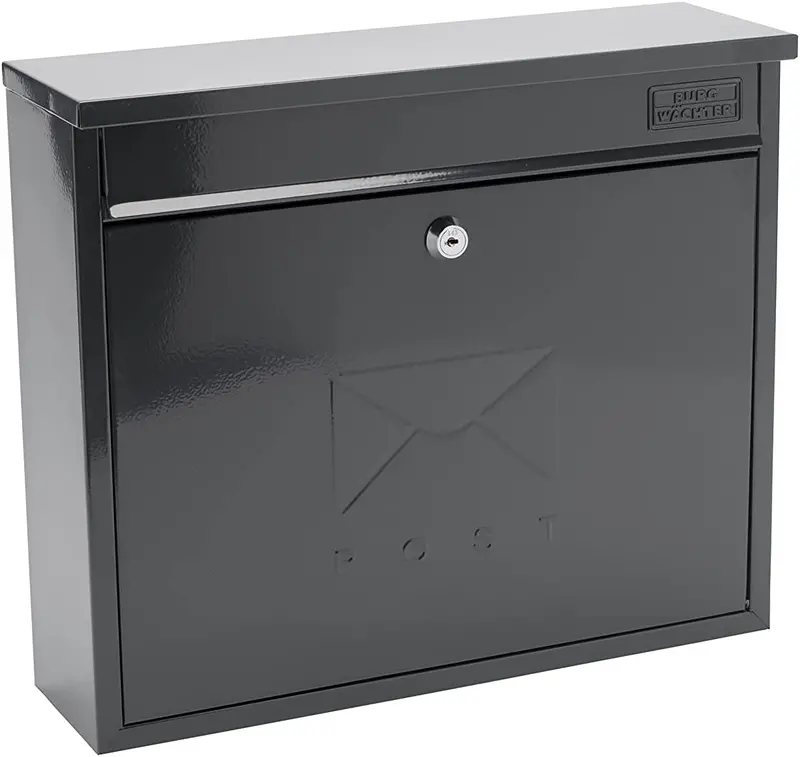 Burg-Wächter Mb02A Anthracite Lockable Galvanised Wall-Mounted Mailbox 1