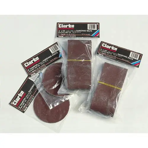 Clarke 4" × 36" Replacement Sanding Belts – 5-Pack For Belt Sanders 1