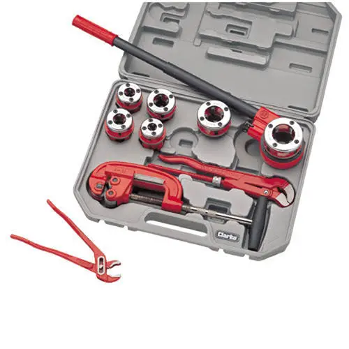 Clarke Cht418 10-Piece Pipe Threading Kit – Npt And Bsp Thread Standards 1