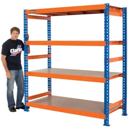 Clarke Cs41000Bo Extra-Heavy Boltless Shelving – 1000Kg Load Capacity In Blue & Orange Color Scheme 1
