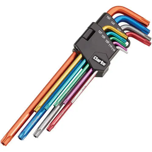 Clarke Pro345 9-Piece Color-Coded Extra-Long Star Key Set 1