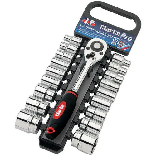 Clarke Pro360 19-Piece 1/2" Drive Socket & Ratchet Set – Professional Grade 1