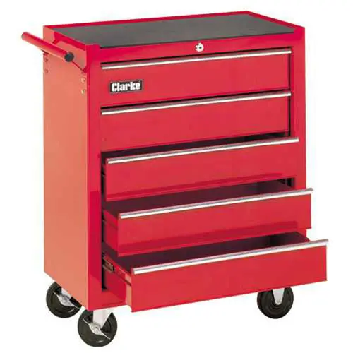 Clarke Steel 5-Drawer Tool Trolley – Industrial Storage Cart 1