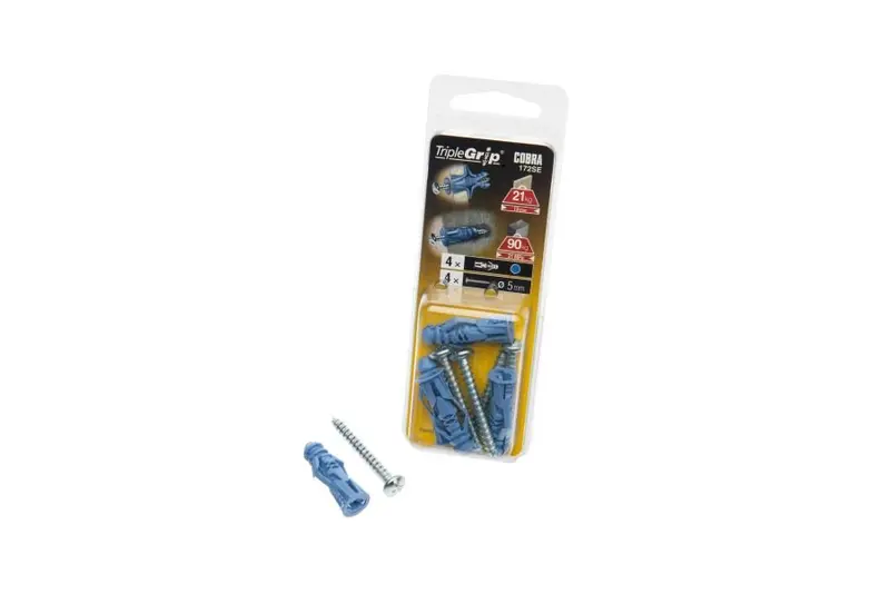 Cobra Triple Grip 5Mm Blue Fixings – 4-Pack With Screws 1