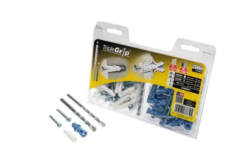 Cobra Triple Grip Drill & Drive Set – 4Mm & 5Mm, White/Blue, 55-Piece Kit With Screws, Bits & Driver 1
