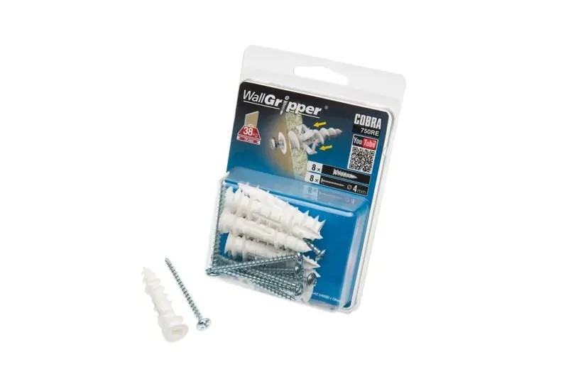 Cobra Wallgripper 4Mm Fixings – 8-Pack Including Screws 1