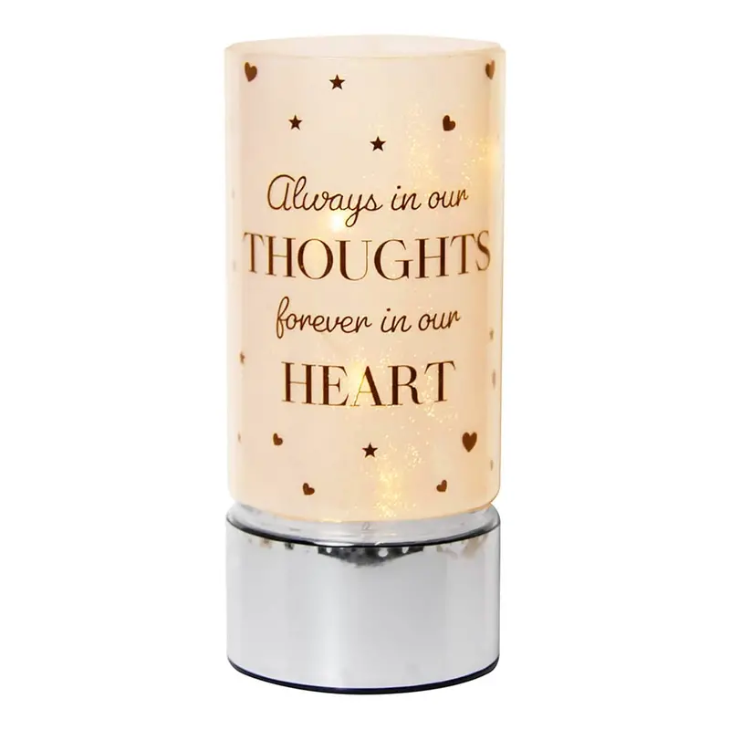 Cordless Led Table Lamp – Battery-Powered Sparkling Glass Light With Memorial Engraving 1