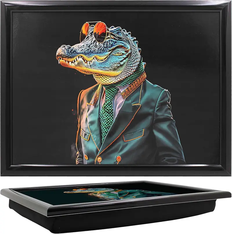 Crocodile Rock Themed Cushioned Lap Tray With Plush Bean Bag Base For Indoor Comfort 1