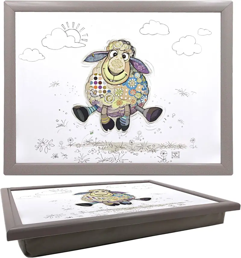 Cushioned Lap Tray With Beanbag Base – Sasha The Sheep Design For Bed Or Sofa Use 1