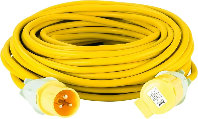 Defender E85233 25-Meter 16A Yellow Extension Lead – 2.5Mm² Cable, 110V Rated 1