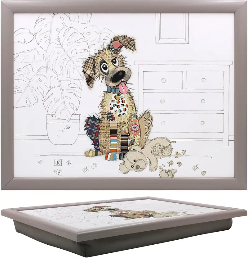 Dog-Themed Padded Lap Tray With Supportive Bean Bag Base For Pets And Owners 1