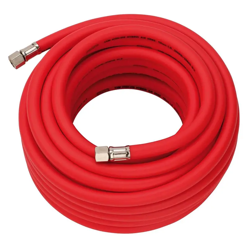 Draper 15 M Hybrid Air Hose – 10 Mm Bore, 1/4" Bsp Fittings, High-Visibility Red 1