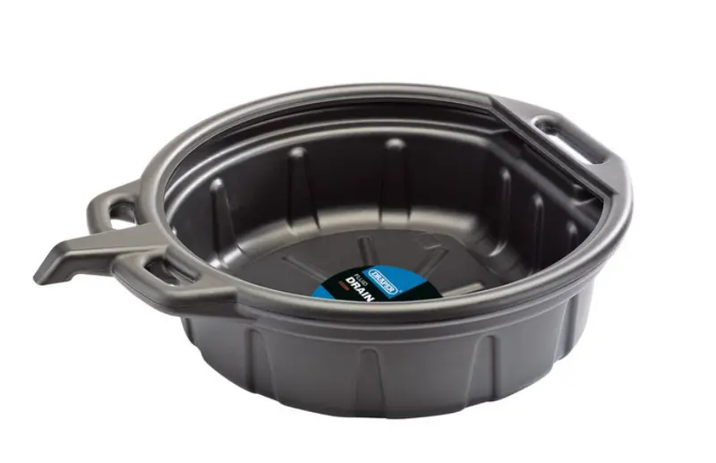Draper 16-Litre Heavy-Duty Fluid Drain Pan – Black & Green 1