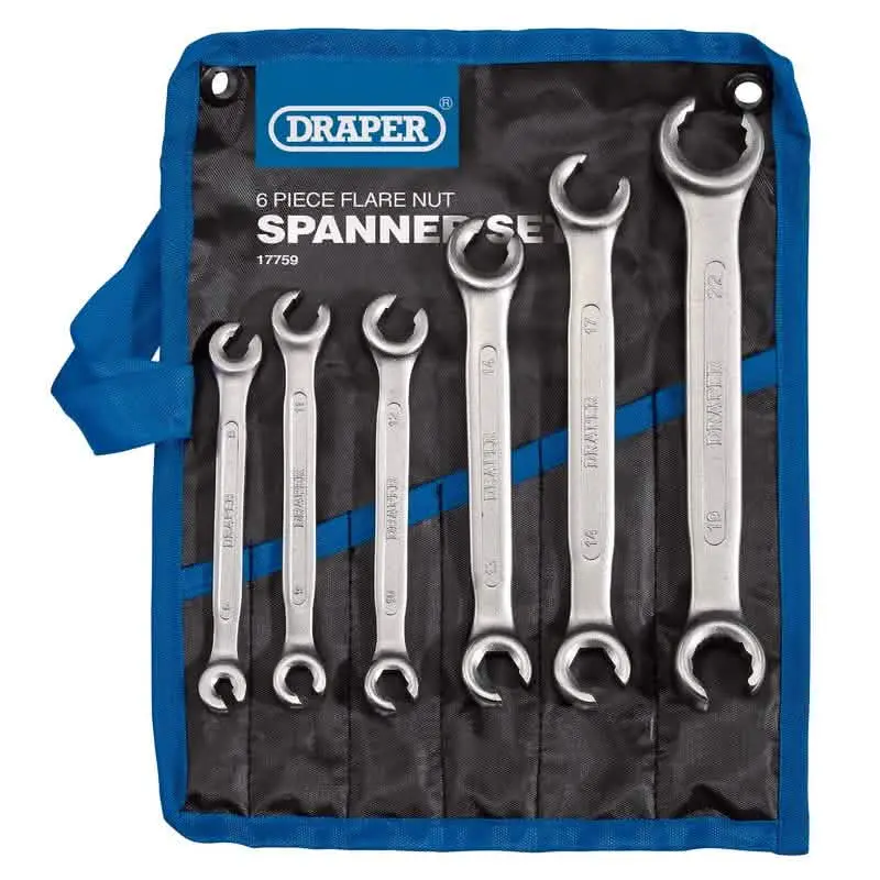 Draper 6-Piece Flare Nut Spanner Set – Precision Metric Wrenches (Model Dr-17759) 1