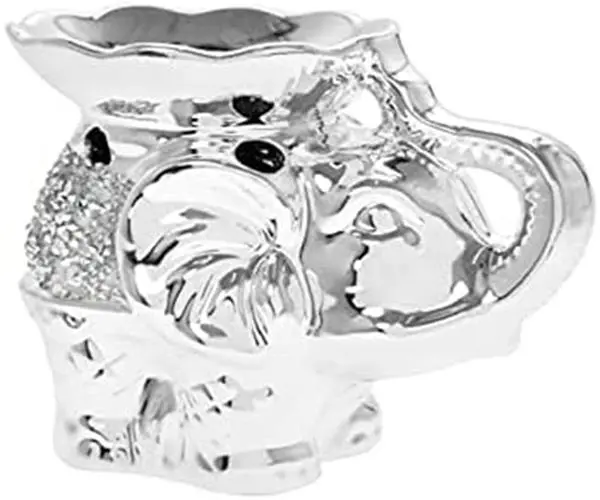 Elephant-Themed Wax Melt Burner – Silver Sparkle Design With Tea Light Compatibility 1