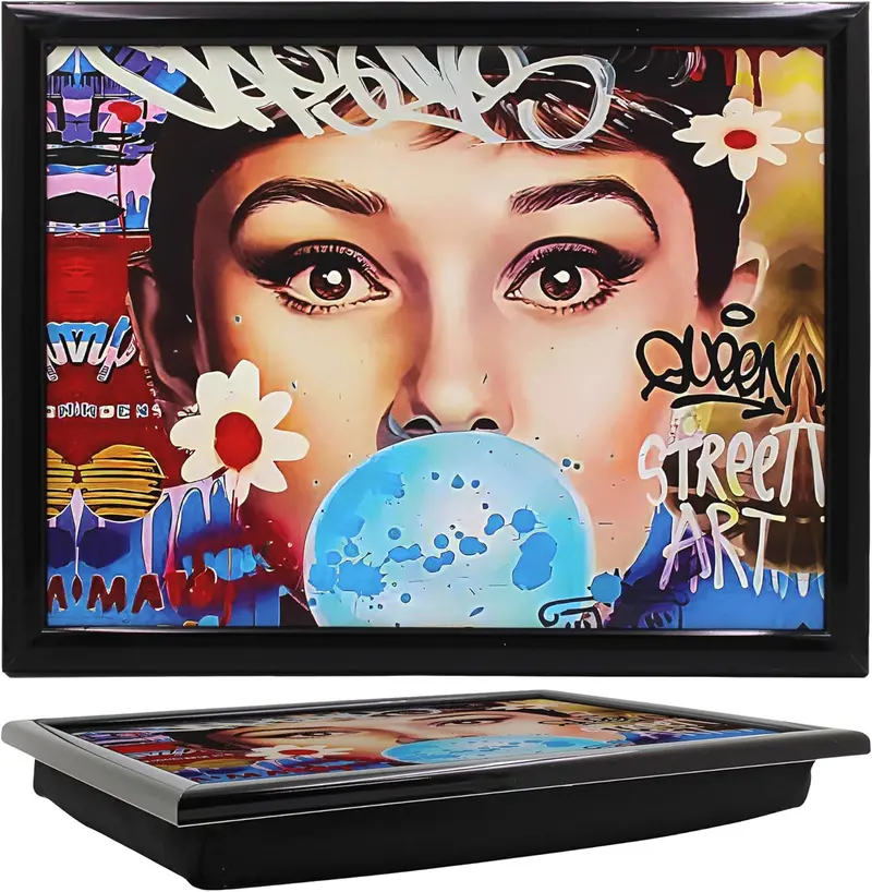 Fashion Icon Urban Art Lap Tray — Stylish Cushioned Laptop Tray With Beanbag Base 1