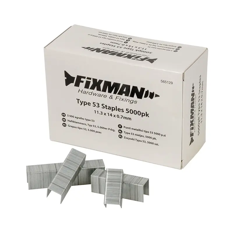 Fixman Type 53 Staples – 5000-Pack, 11.25 X 14 X 0.75Mm Galvanized For Staplers 1
