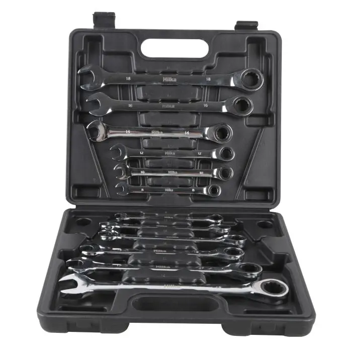Hilka 12-Piece Ratcheting Combination Spanner Set – Metric (11404012) 1