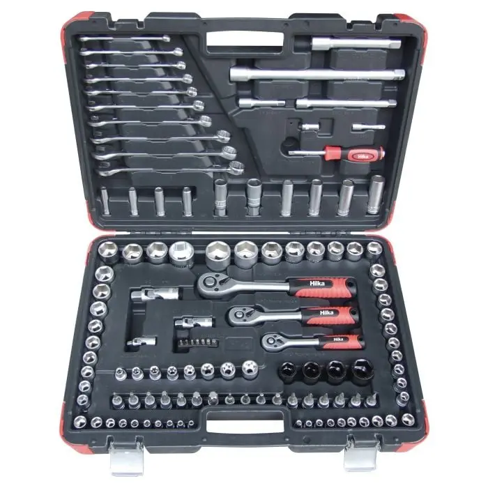Hilka 120-Piece Socket Set – Full-Range Metric Kit For 1/4", 3/8", And 1/2" Drives, Model 01120003 1