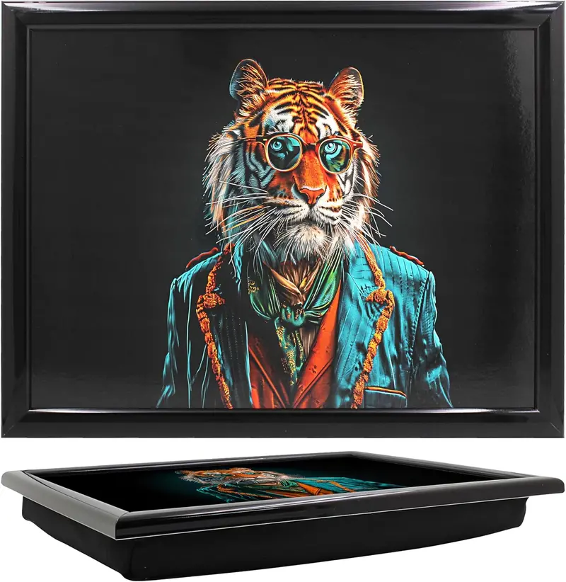 Jungle Boogie Tiger-Themed Lap Tray — Ergonomic Laptop Stand With Soft Beanbag Support 1