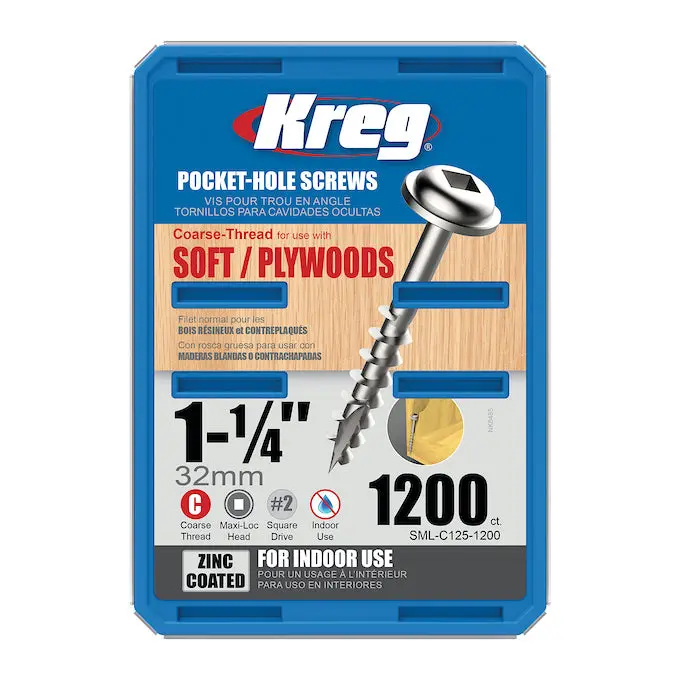 Kreg #8 Coarse Washer-Head Pocket Screws – 32Mm (1-1/4") – 1200-Pack 1