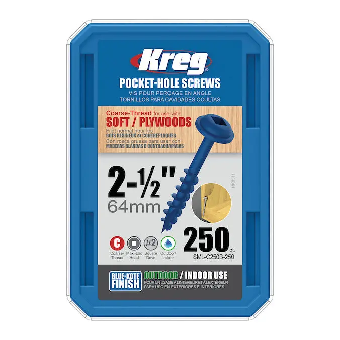 Kreg Blue-Kote Wr Pocket Hole Screws – 64Mm (2-1/2") #8 Coarse Thread 1