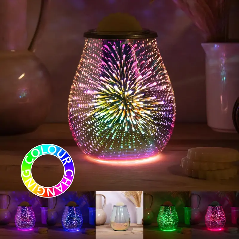 Led Color-Changing Aroma Diffuser & Wax Melter With 3D Starburst Lamp Design 1