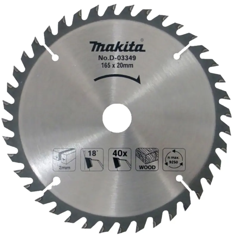 Makita D-03349 Circular Saw Blade – 165 X 20Mm, 40-Tooth Carbide-Tipped 1