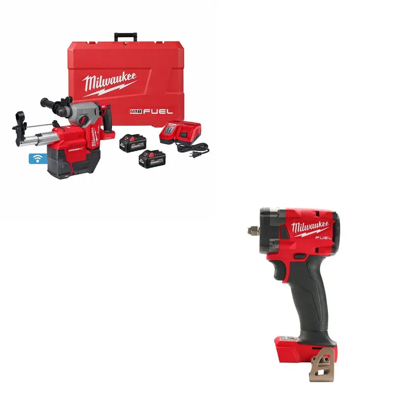 Milwaukee 2914-22De Rotary Hammer Kit With Included 2854-20 Impact Wrench 1