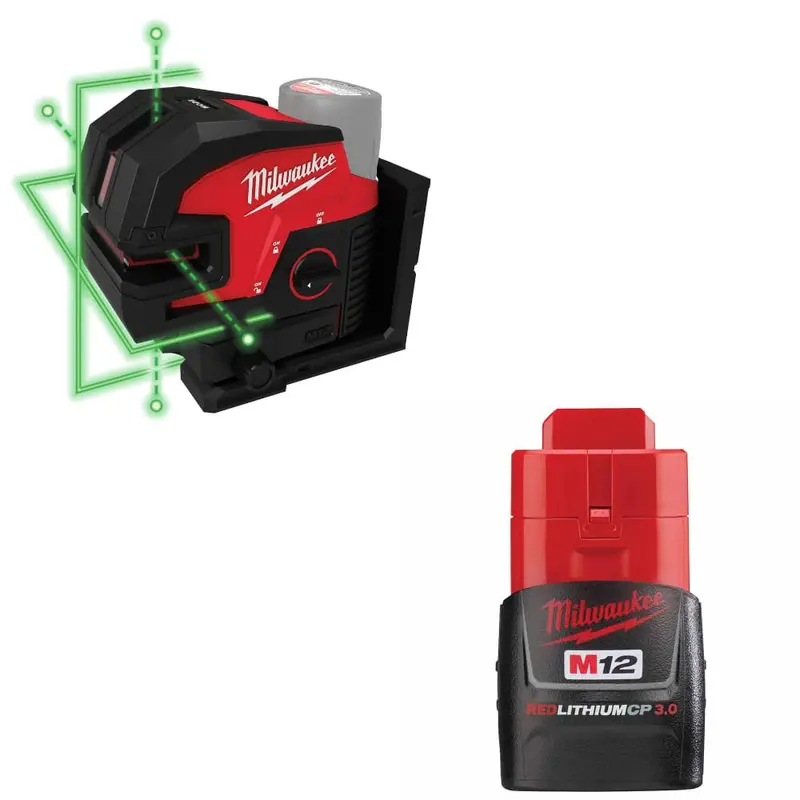 Milwaukee M12 3624-20 Green Laser Level With Complimentary 48-11-2430 3.0Ah Battery 1