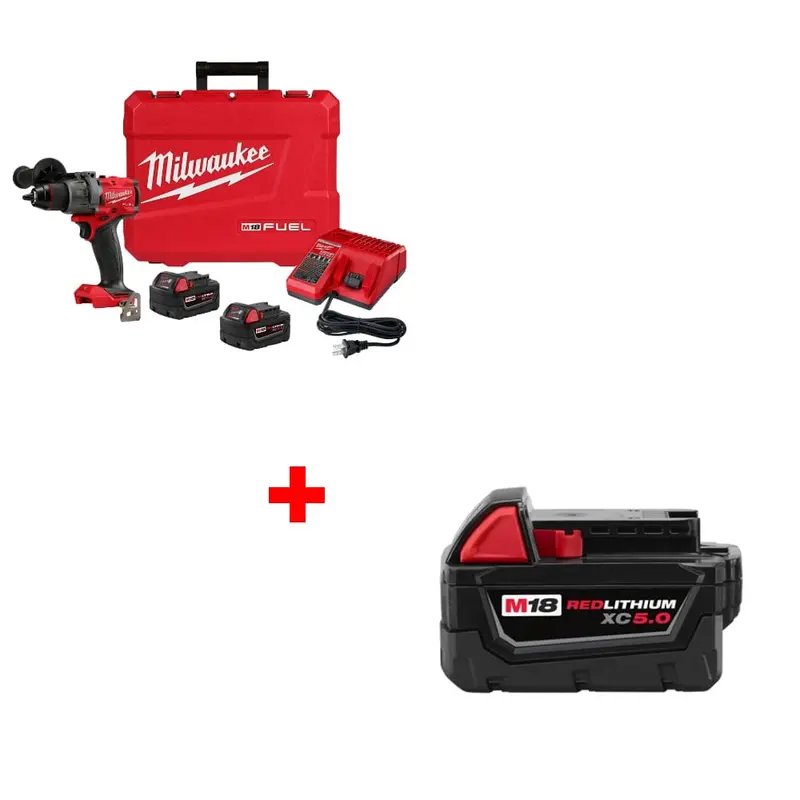 Milwaukee M18 Fuel 2903-22 Drill/Driver Kit With Free 48-11-1850 Xc5.0 Battery 1