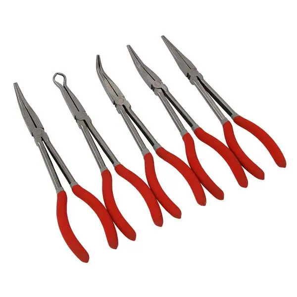 Neilsen Ct3007 5-Piece Long-Reach Pliers Set – 11-Inch Red Insulated Gripping Tools 1