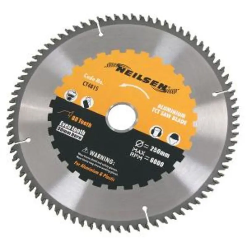 Neilsen Ct4815 250 Mm Tct Aluminium Cutting Saw Blade – 80 Tooth, 30 Mm Bore 1