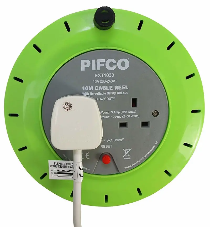 Pifco 13A Multi-Colour Extension Reel – 10-Metre, 2-Way Socket 1